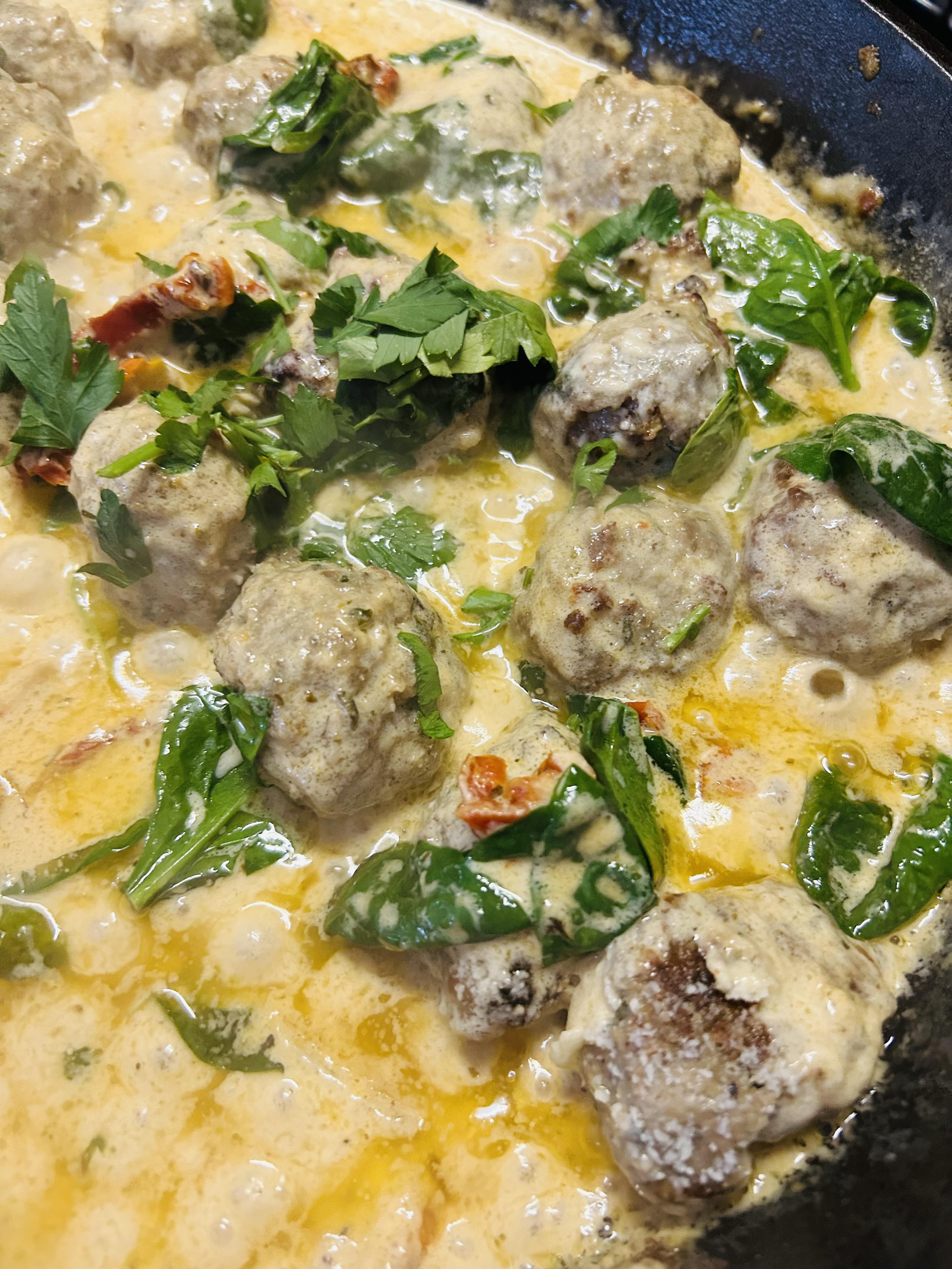 Creamy Tuscan Turkey Meatballs with Orzo Pasta