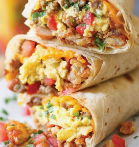 Egg Sausage & Cheese Breakfast Tacos with Pico de Gallo